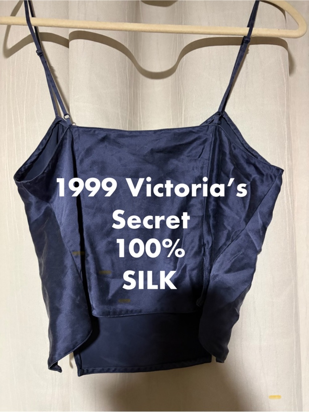 1999 Vintage Victoria's Secret Navy Silk Spaghetti Strap Cami Top